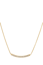 Petite Pave Bar Necklace, 18K Yellow Gold & Diamonds